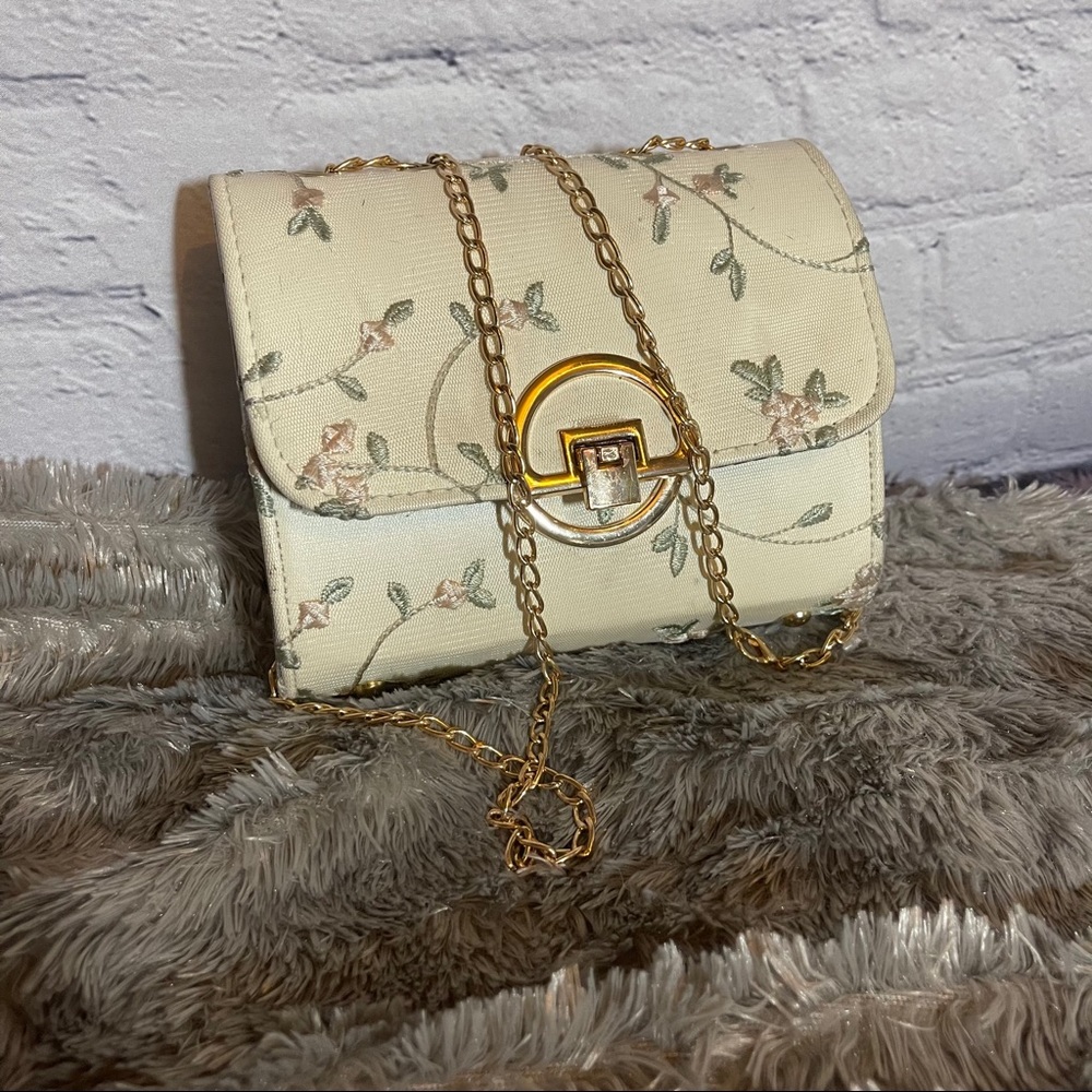 Crossbody with Floral Stitching